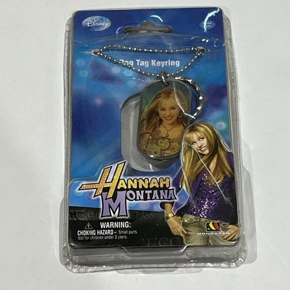 Disney Hannah Montana Miley Cyrus Sealed Dog Tag Keyring Damaged Packaging - Picture 1 of 14